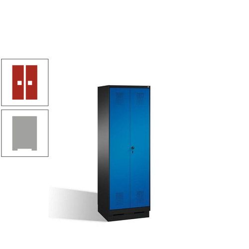 Doppel-Spind, Doppeltüren, Garderobenschrank mit Sockel, 2 Abteile a 300 mm, Korpus anthrazitgrau, Tür anthrazitgrau, 1.800 x 600 x 500 mm (HxBxT)