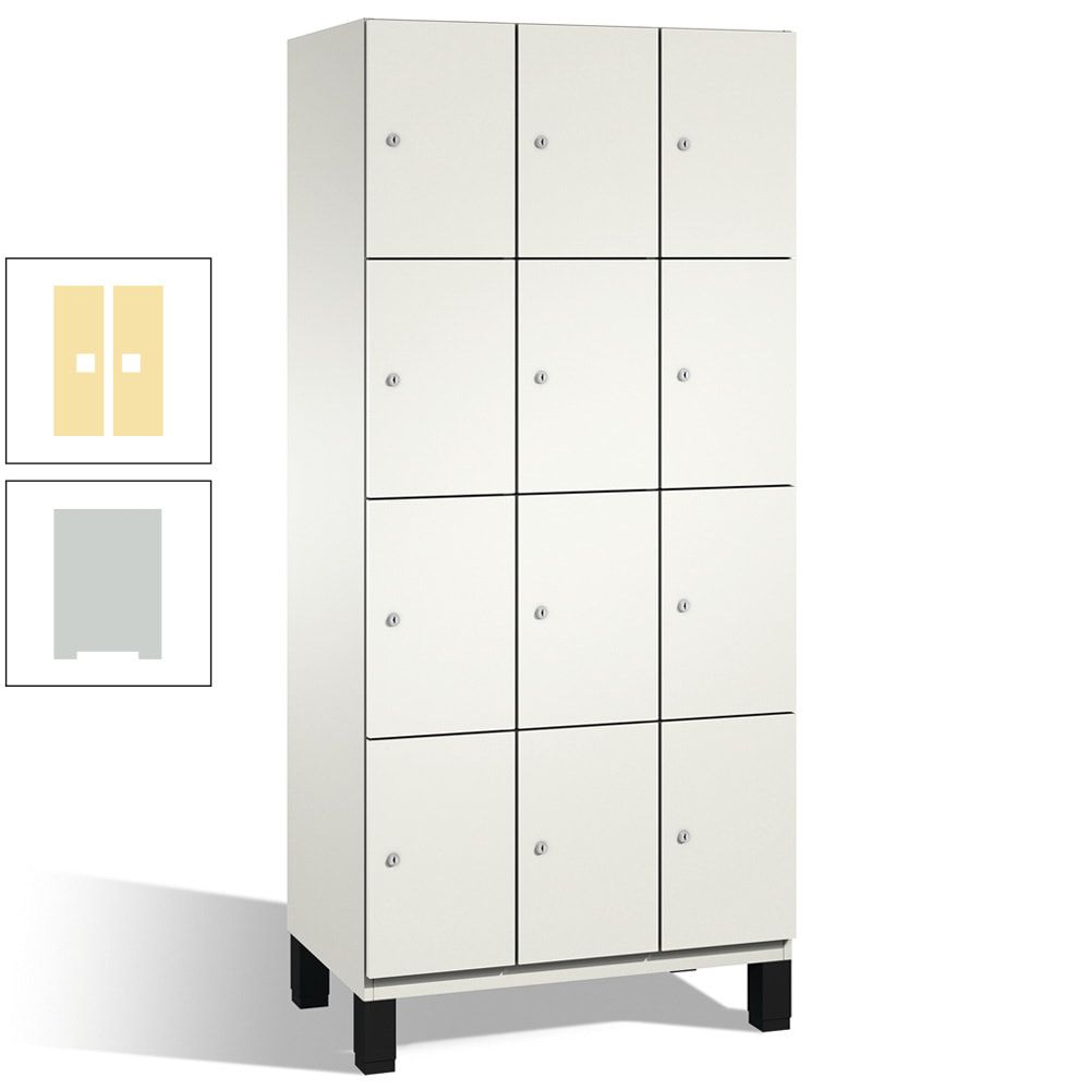 Fächerschrank, Stahlschrank, 12 Fächer, Türöffnungsbegrenzer, mit Füßen, Korpus lichtgrau, Tür anthrazitgrau, 1.980 x 900 x 525 mm (HxBxT)