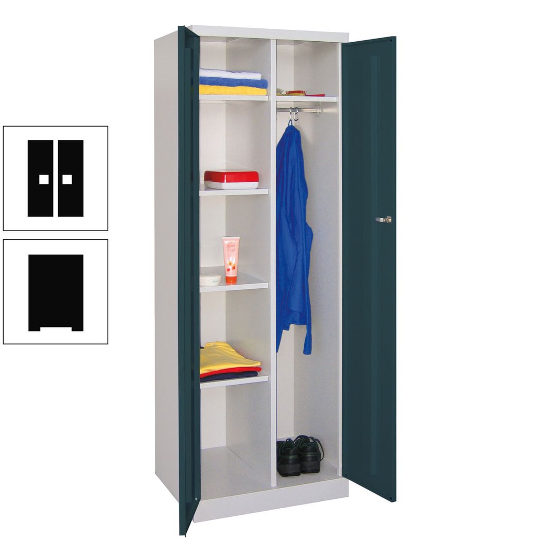 Kleiderschrank mit Sockel - Spind - 1 Abteil mit Trennwand - 1.800x600x500 mm (HxBxT) - Zylinderschloss - anthrazitgrau