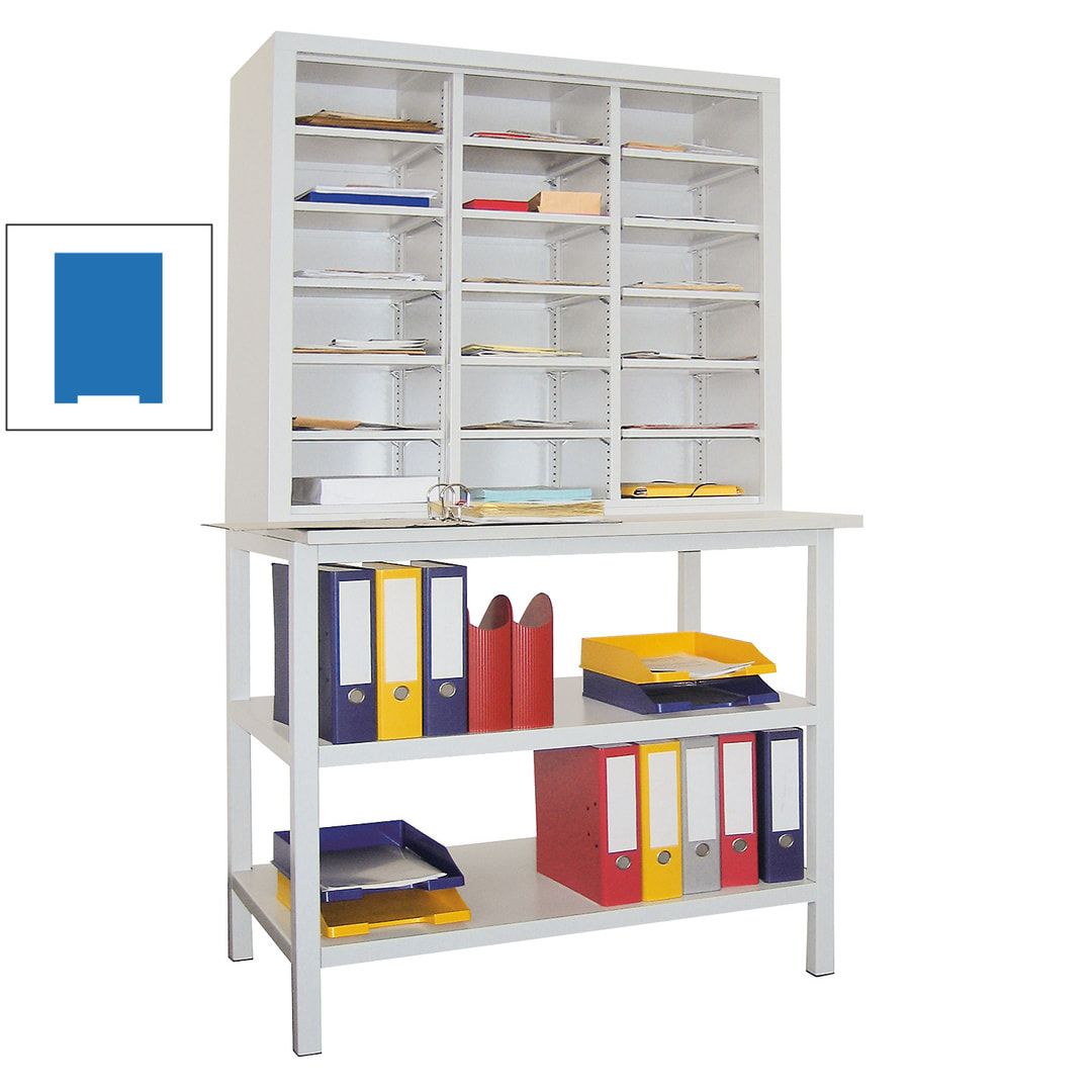 Sortierstation mit Tisch - Dokumentenregal - Ordnungsregal - Fächerregal - 18 Fächer - Postverteiler - 1.950 x 1.000 x 600 mm (HxBxT) - anthrazitgrau