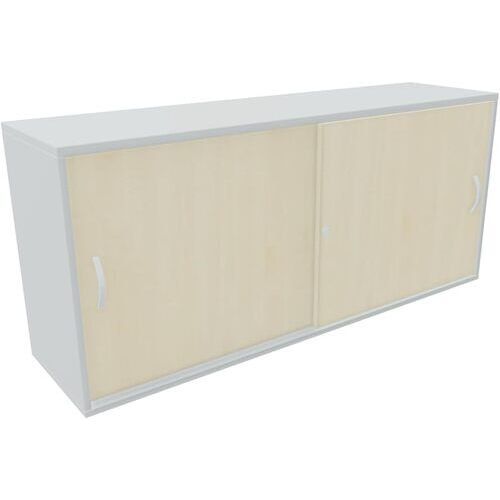 Anstell-Schiebetürenschrank, Holz, 2 Ordnerhöhen, Einlegeboden, Stellfüße, 720 x 1.000 x 425 mm (HxBxT), Frontfarbe Ahorn, Korpusfarbe Ahorn