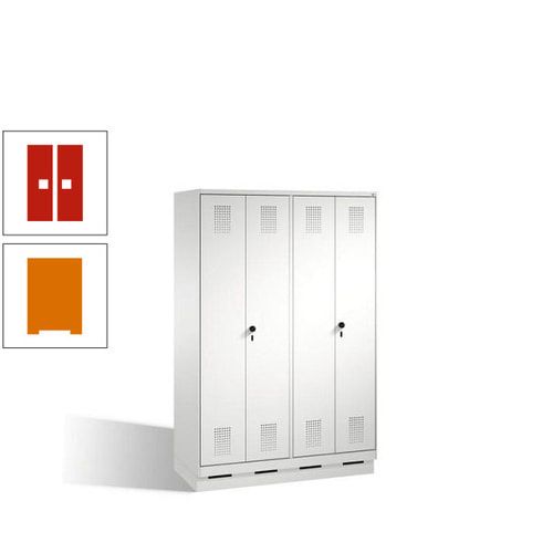 Doppel-Spind, Doppeltüren, Garderobenschrank mit Sockel, 4 Abteile a 300 mm, Korpus anthrazitgrau, Tür anthrazitgrau, 1.800 x 1.200 x 500 mm (HxBxT)