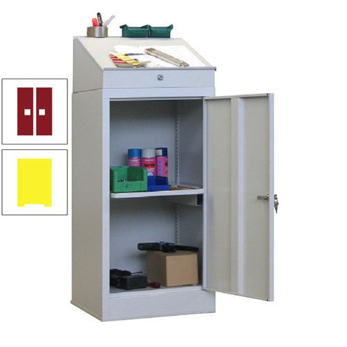 Stehpult mit Schrank - Vollblechtür - Zylinderschloss - 1 Ausziehboden - 1.270x500x500 mm (HxBxT) - anthrazitgrau