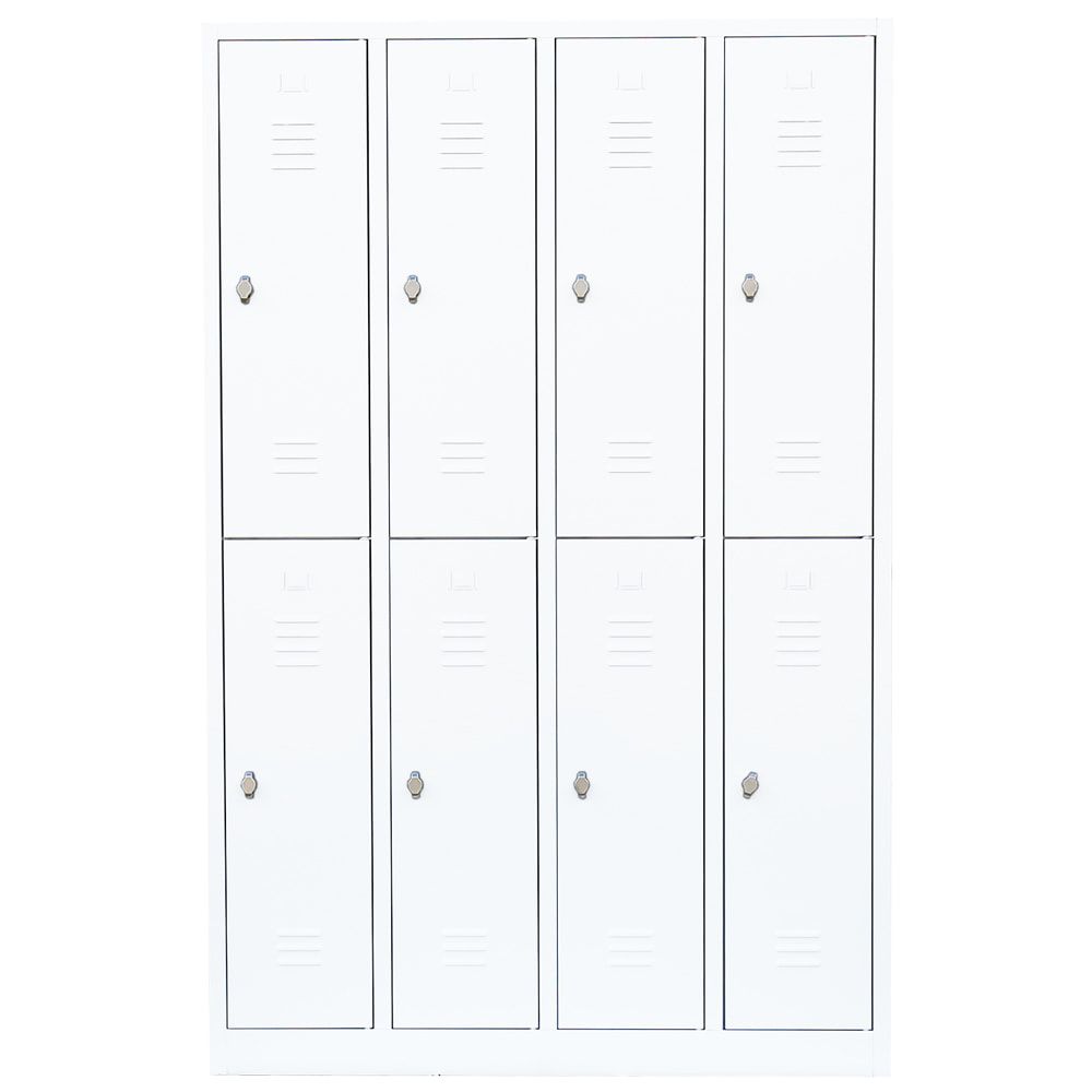 Garderobenschrank, Doppelstockspind, 4 Abteile, 8 Fächer, 1.800 x 1.170 x 500 mm (HxBxT), Stahl, Drehriegel, Korpus: lichtgrau, Front: anthrazitgrau