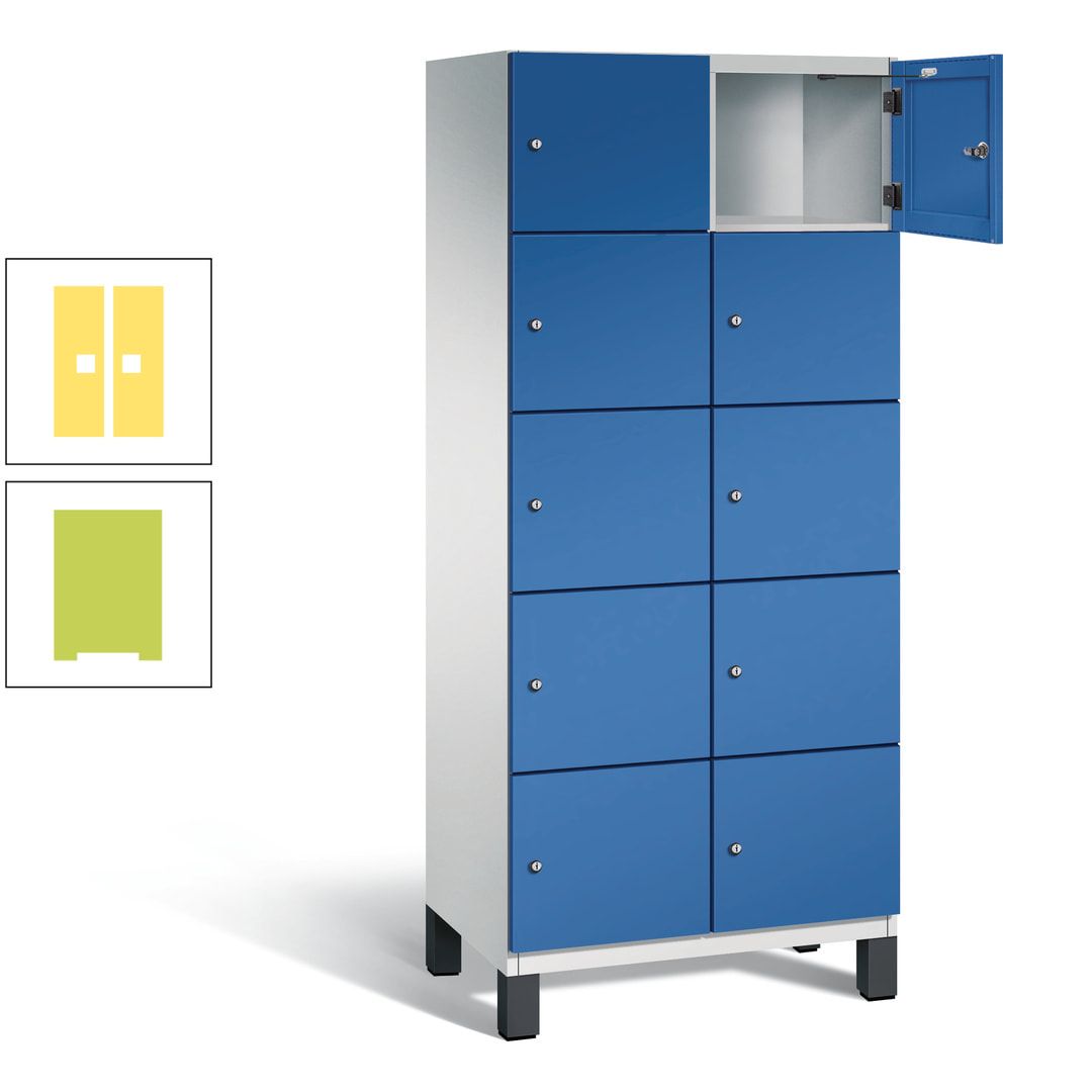 Fächerschrank, Stahlschrank, 10 Fächer, Türöffnungsbegrenzer, Füße, 1.980 x 800 x 525 mm (HxBxT), Korpus anthrazitgrau, Front anthrazitgrau