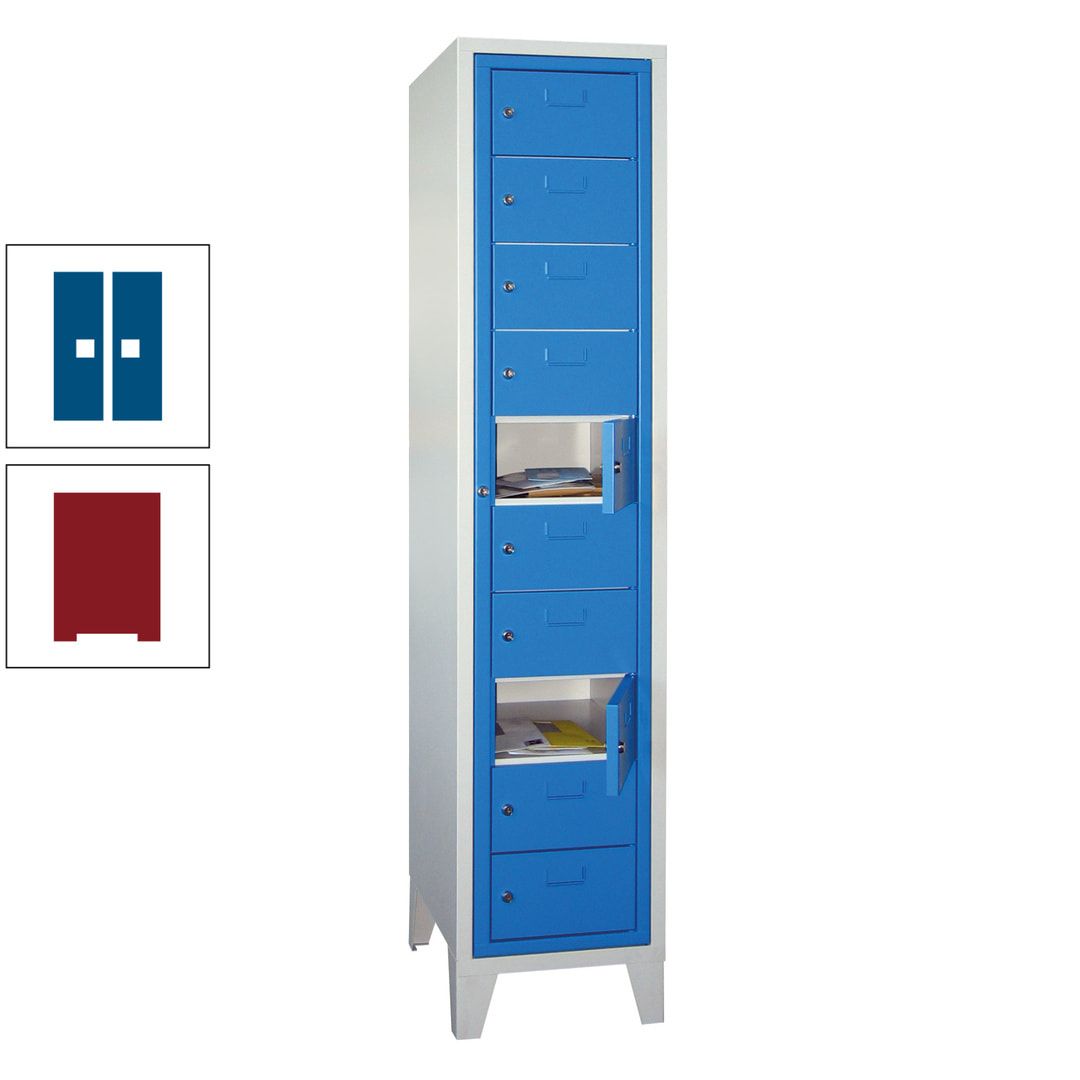 Schließfachschrank - Wäscheausgabeschrank - 10 Fächer a 315 mm - 1.850x400x500 mm (HxBxT) - Füße - Zylinderschloss - anthrazitgrau