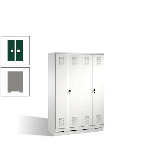 Doppel-Spind, Doppeltüren, Garderobenschrank mit Sockel, 4 Abteile a 300 mm, Korpus anthrazitgrau, Tür anthrazitgrau, 1.800 x 1.200 x 500 mm (HxBxT)