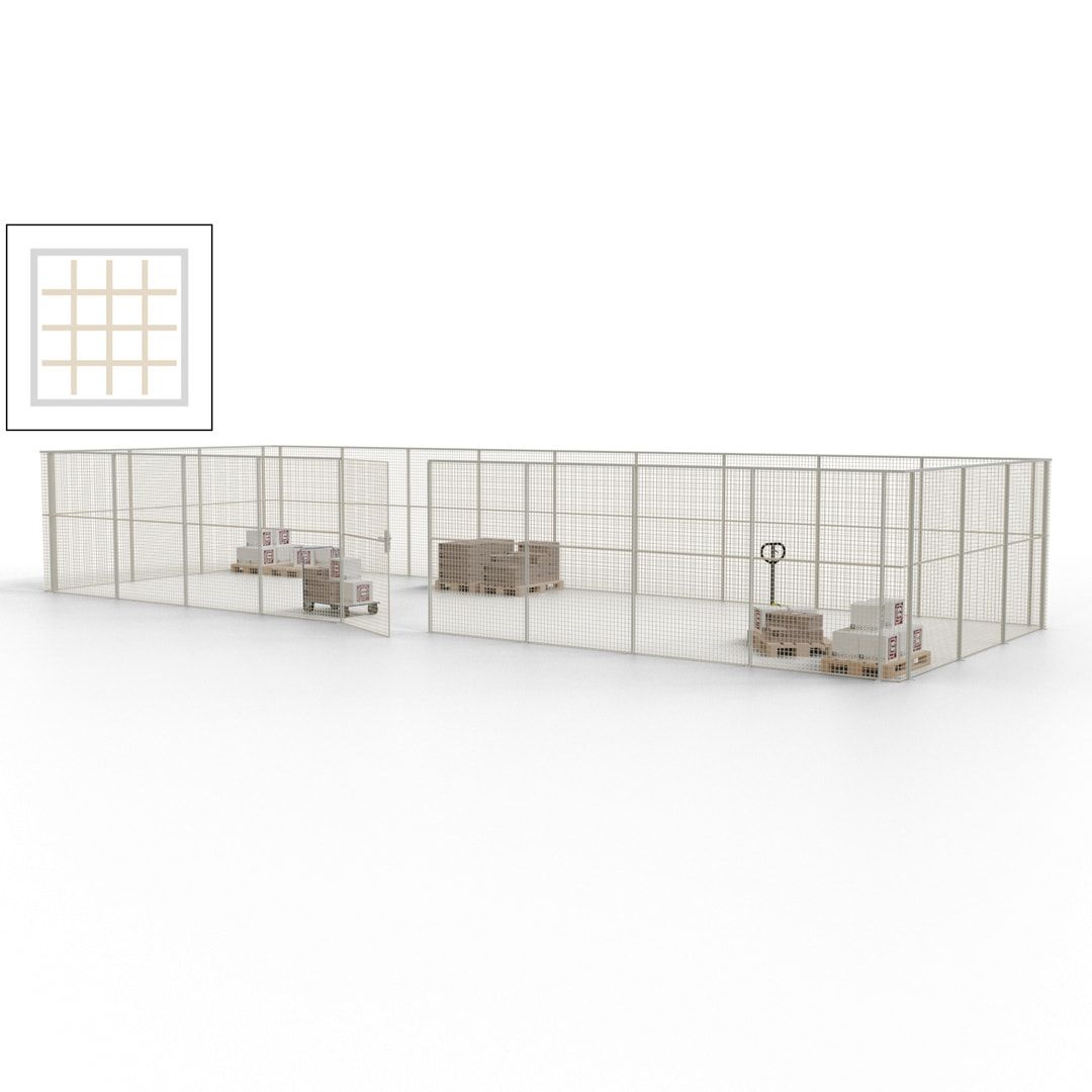 Maschinen Schutzgitter - Hallentrennwand - Sicherheitszaun - Tür - 36 m - 2.200 x 13.900 x 4.900 mm (HxBxT) - enzianblau