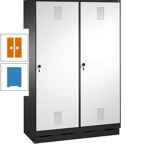 Doppel-Spind, Garderobenschrank, 2 Türen für 4 Abteile a 300 mm, Korpus anthrazitgrau, Türen anthrazitgrau, 1.800 x 1.200 x 500 mm (HxBxT)