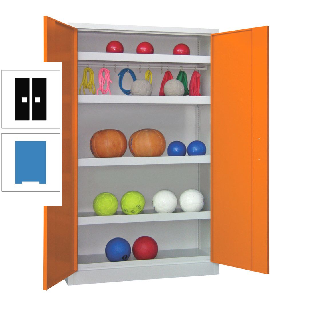 Ballschrank - Vollblechtüren - 4 Böden - 1 Hakenleiste - 1.950x1.200x500 mm (HxBxT) - anthrazitgrau