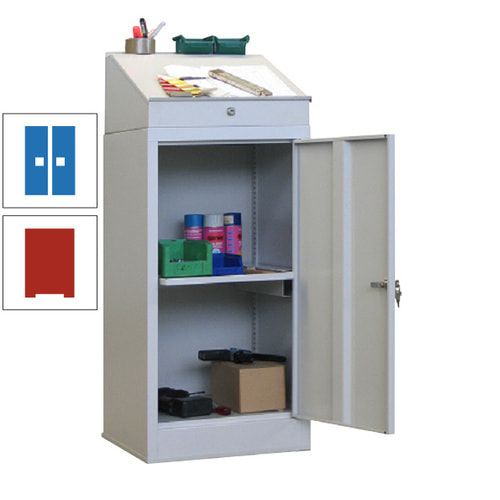 Stehpult mit Schrank - Vollblechtür - Zylinderschloss - 1 Ausziehboden - 1.270x500x500 mm (HxBxT) - anthrazitgrau