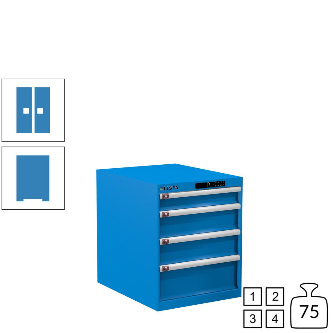Lista Schubladenschrank - 14.350.010 - 700x564x725 mm (HxBxT) - 4 Schubladen - 75 kg - Key Lock - lichtblau (RAL 5012)