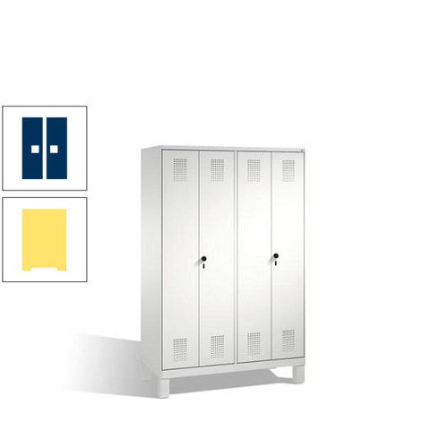 Doppel-Spind, Doppeltüren, Garderobenschrank mit Füßen, 4 Abteile a 300 mm, Korpus anthrazitgrau, Tür anthrazitgrau, 1.850 x 1.200 x 500 mm (HxBxT)