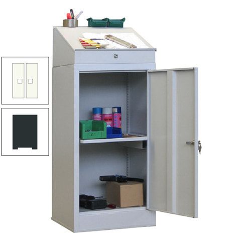 Stehpult mit Schrank - Vollblechtür - Zylinderschloss - 1 Ausziehboden - 1.270x500x500 mm (HxBxT) - anthrazitgrau