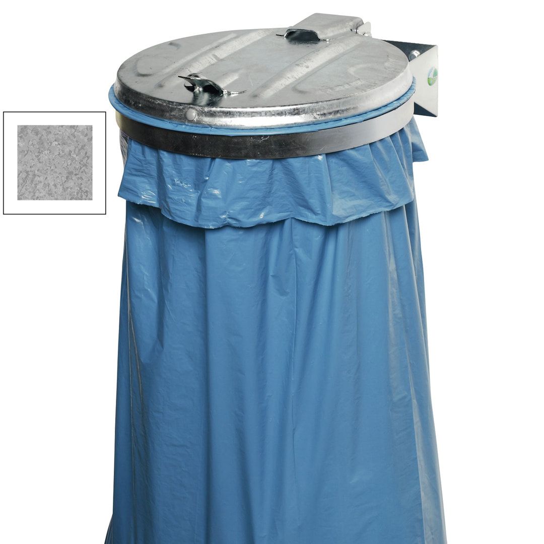 Müllsackhalter zur Wandmontage - für einen 120 l Sack - 400 x 510 mm (BxT) - enzianblau - Deckel Feuerverzinkt