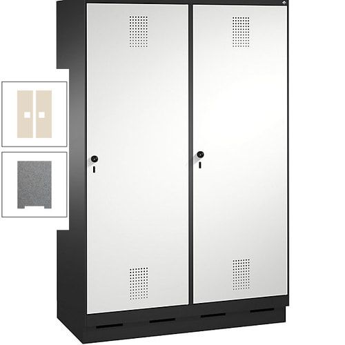 Doppel-Spind, Garderobenschrank, 2 Türen für 4 Abteile a 300 mm, Korpus anthrazitgrau, Türen anthrazitgrau, 1.800 x 1.200 x 500 mm (HxBxT)
