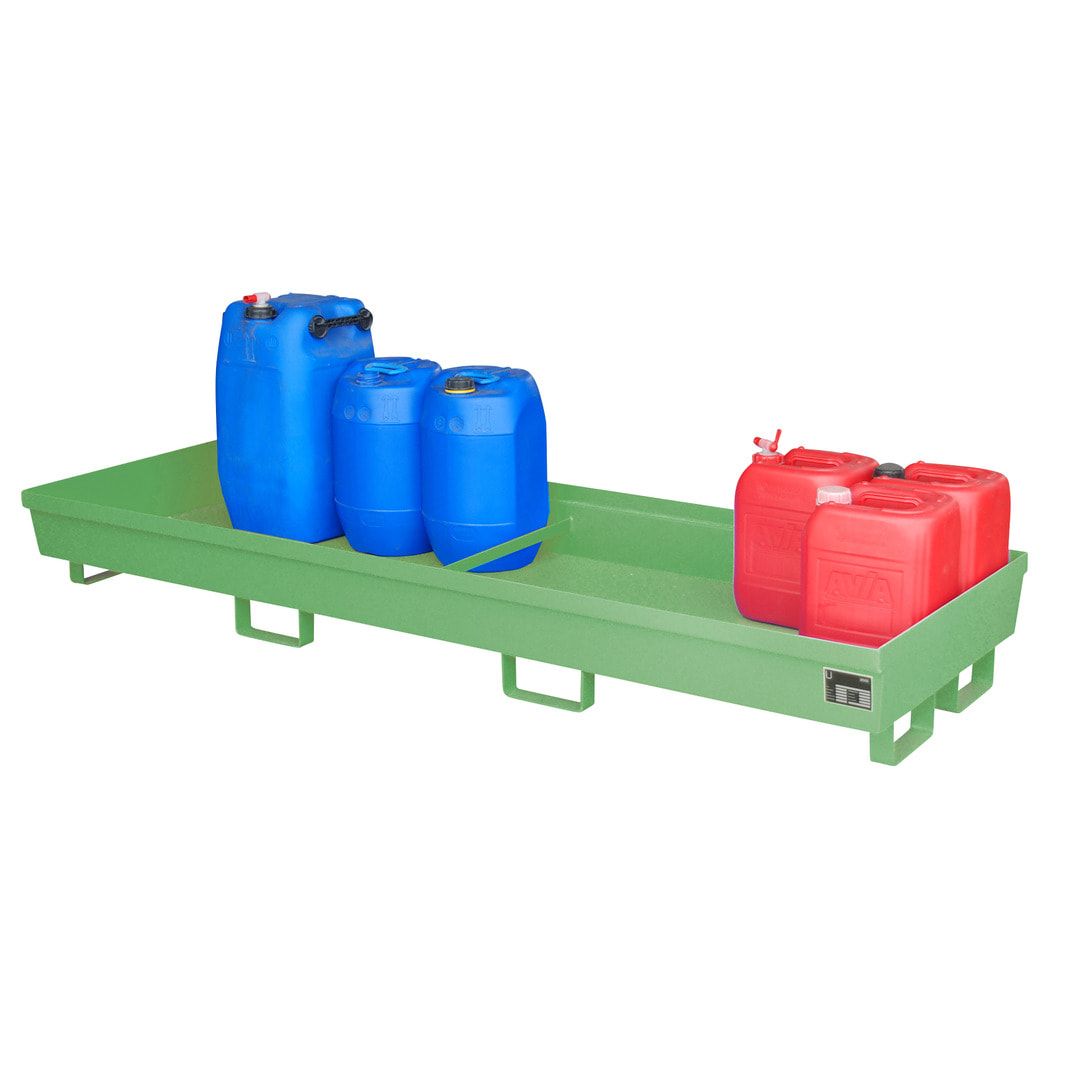 Ineinander stapelbare Auffangwanne - Stahl - 280 l Volumen - Breite 2.400 mm - feuerrot