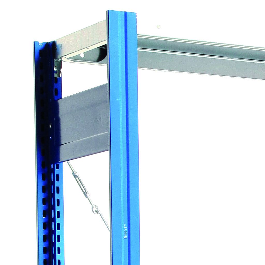 Fachbodenregal mit Tiefenriegel - 350 kg - 2.500 x 875 x 526 mm (HxBxT) - Anbauregal - 6 Böden - enzianblau - Lagerregal - Steckregal BERT