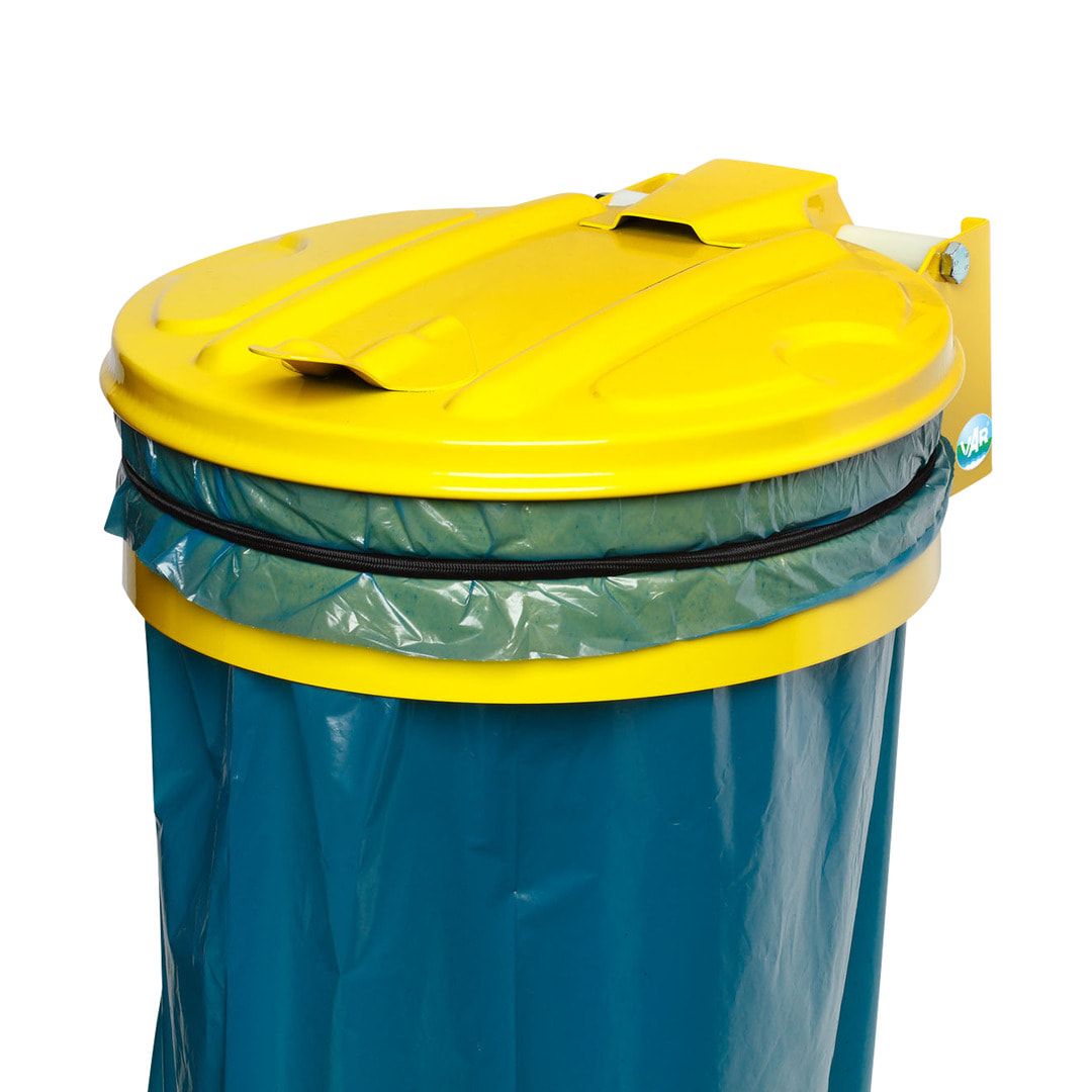 Müllsackhalter - Wandgerät mit Metall Deckel - für 120 l Säcke - 370 x 465 mm (BxT) - enzianblau