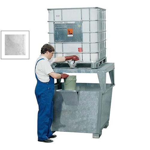 Auffangwanne für 1 x 1.000 l IBC - Abfüllbock - 1.390 x 1.350 x 1.300 mm (HxBxT) - enzianblau
