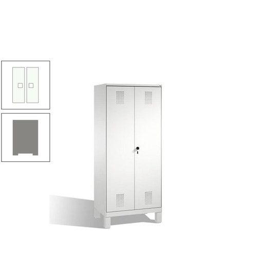 Doppel-Spind, Doppeltüren, Garderobenschrank mit Füßen, 2 Abteile a 400 mm, Korpus anthrazitgrau, Tür anthrazitgrau, 1.850 x 800 x 500 mm (HxBxT)