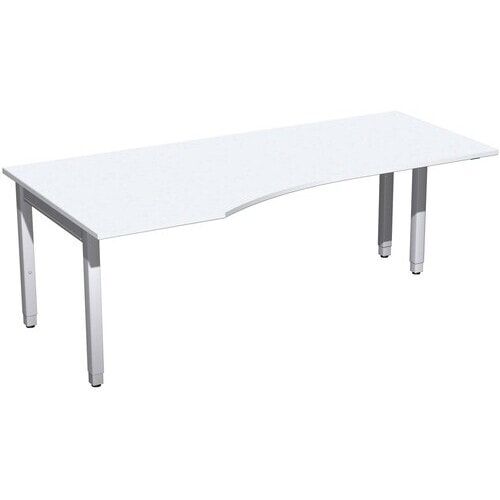 Eckschreibtisch, Ecke links, Füße einseitig verkürzt, 4-Fuß Quadrat Pro, höhenverstellbar, 680-800 x 1.600x 1.000 mm (HxBxT), Dekor Ahorn
