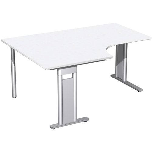 Eckschreibtisch, Eckteil 800 mm, Ecke links, Füße einseitig verkürzt, C-Fuß Pro, 720 x 1.600 x 1.200 mm (HxBxT), Gestell silber, Dekor Ahorn