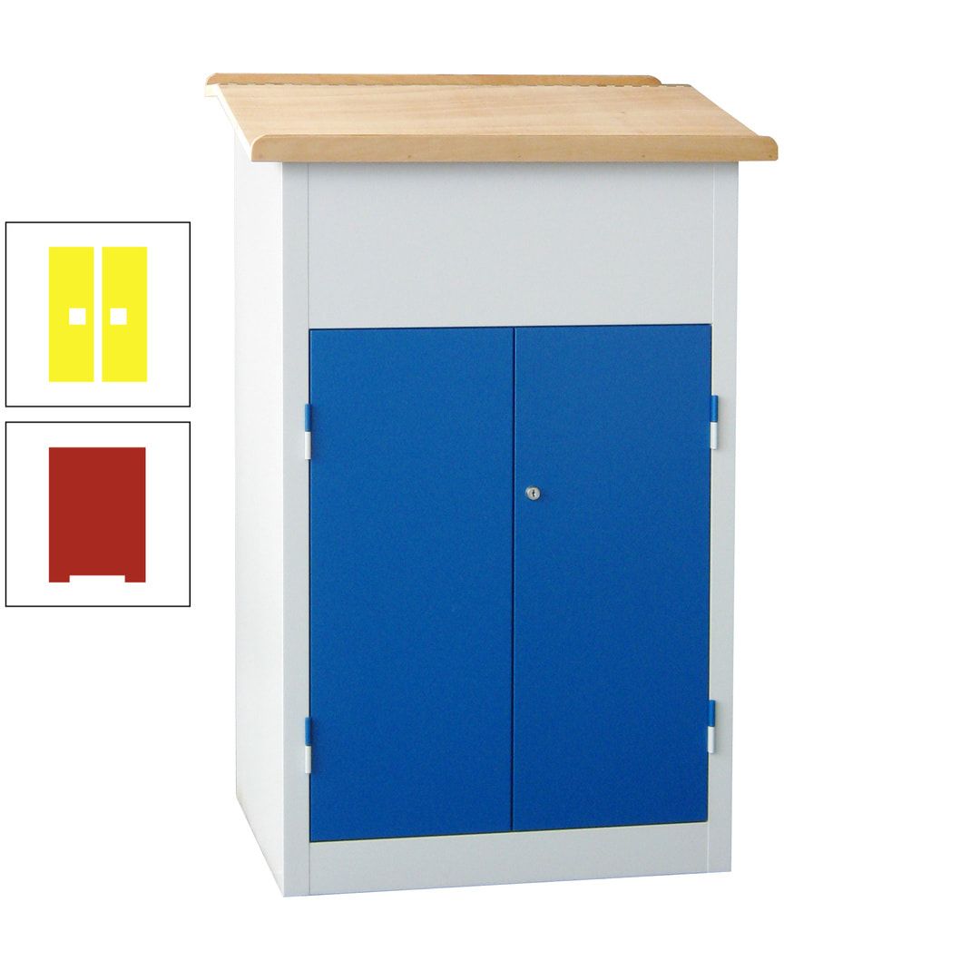 Stehpult mit Schrank - Vollblechtür - Zylinderschloss - 2 Böden - 1.200 x 700 x 600 mm (HxBxT) - anthrazitgrau