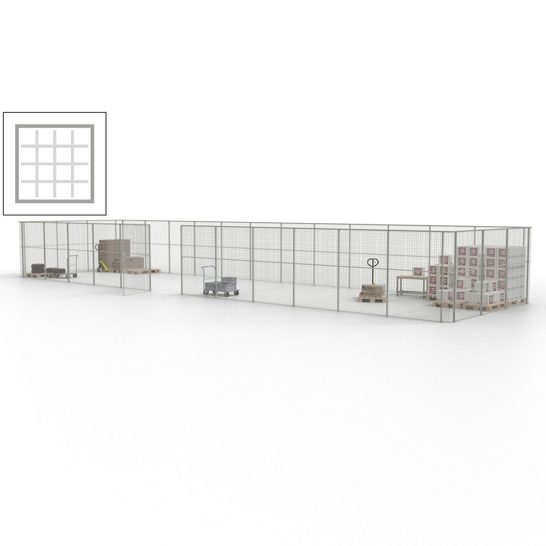 Maschinen Schutzgitter - Hallentrennwand - Sicherheitszaun - Tür - 45 m - 2.200 x 18.400 x 4.900 mm (HxBxT) - enzianblau