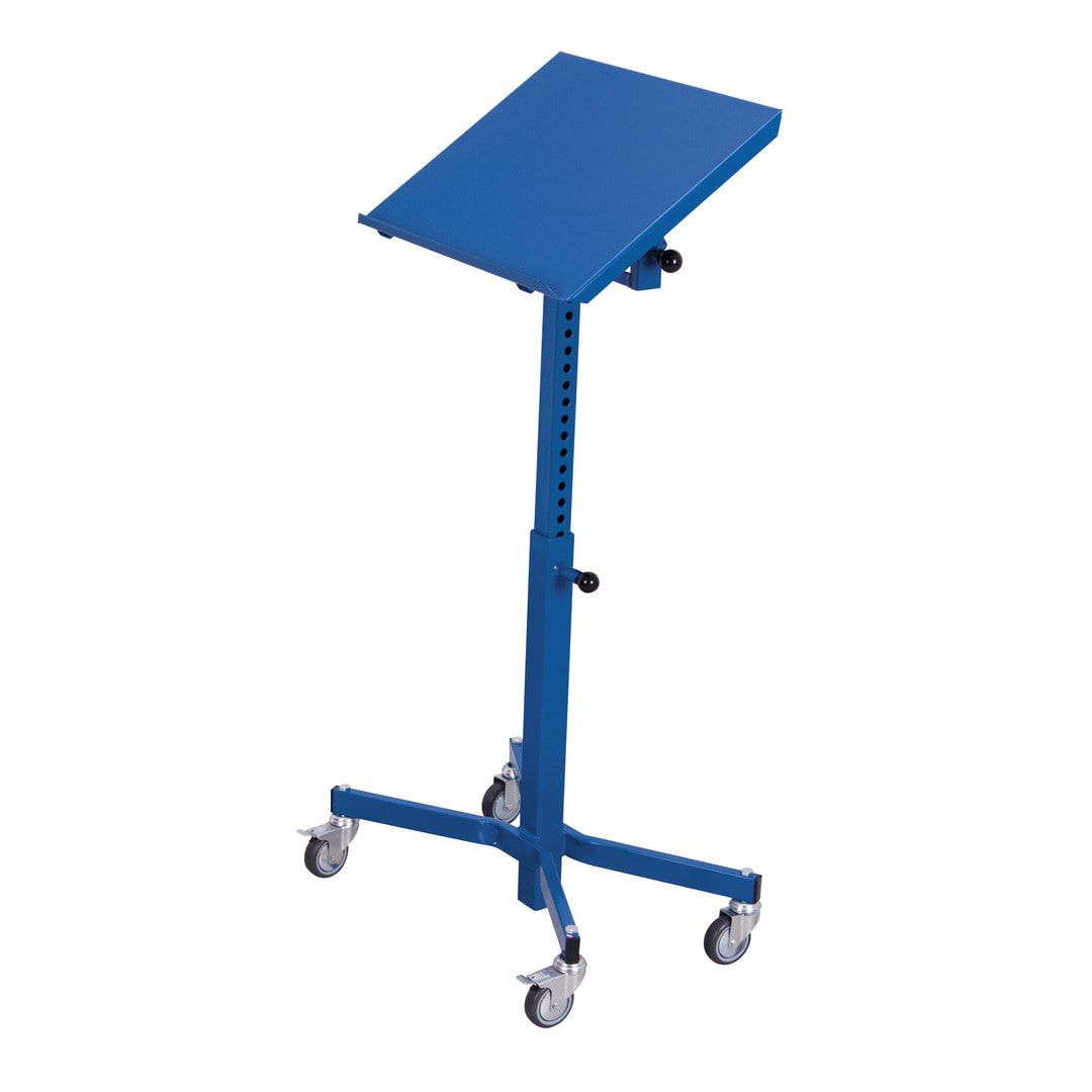 Fahrbarer Materialständer - 150 kg - höhenverstellbar 520 bis 800 mm - neigbar - enzianblau
