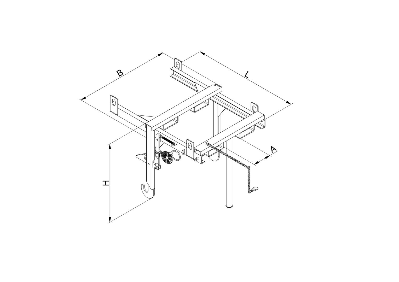 Eichinger Kippgeschirr, Traverse für Stapler und Kran, Traglast 1.000 kg, für Typ 2028.4, 1.030 x 1.030 x 1.350 mm (HxBxT), anthrazit