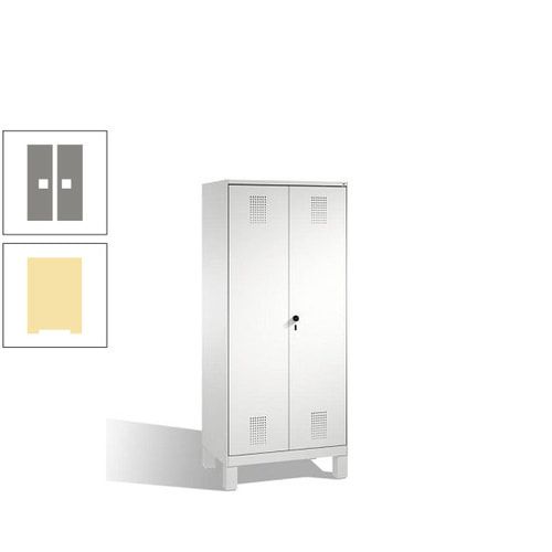 Doppel-Spind, Doppeltüren, Garderobenschrank mit Füßen, 2 Abteile a 400 mm, Korpus anthrazitgrau, Tür anthrazitgrau, 1.850 x 800 x 500 mm (HxBxT)