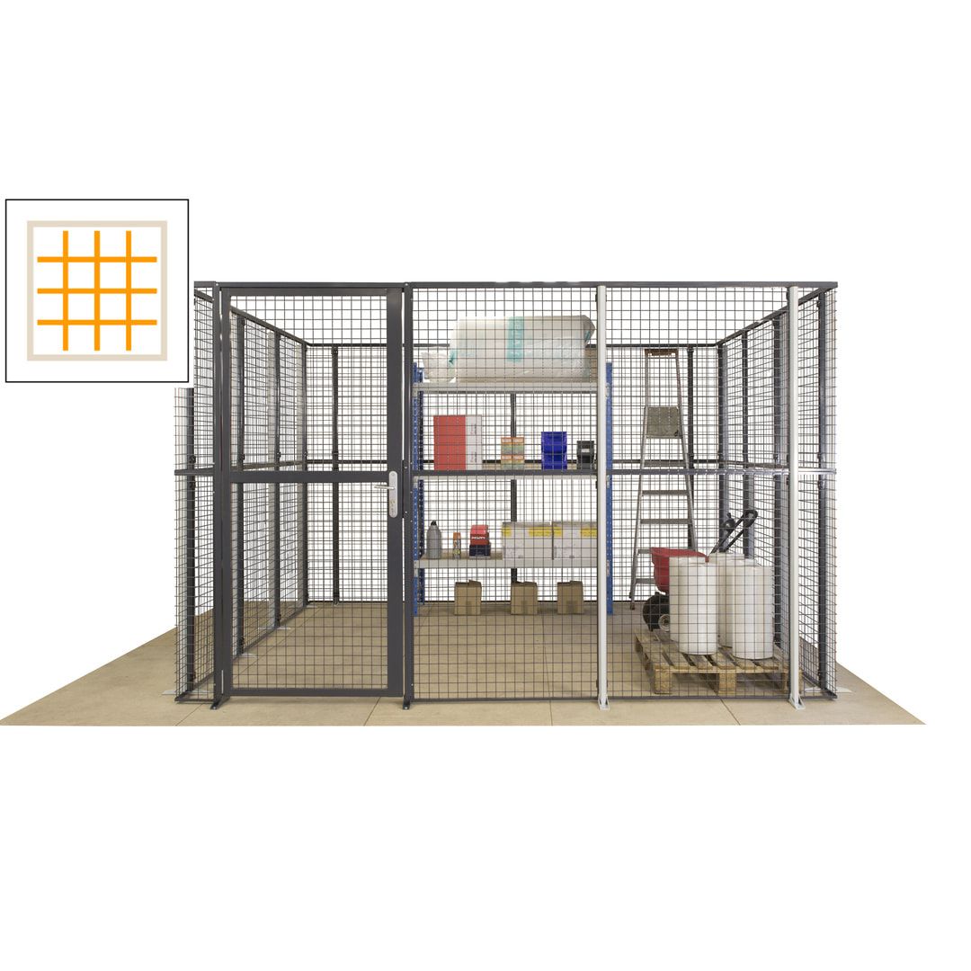 Maschinen Schutzgitter - Hallentrennwand - Sicherheitszaun - Tür - 108 m - 2.200 x 33.400 x 21.400 mm (HxBxT) - enzianblau