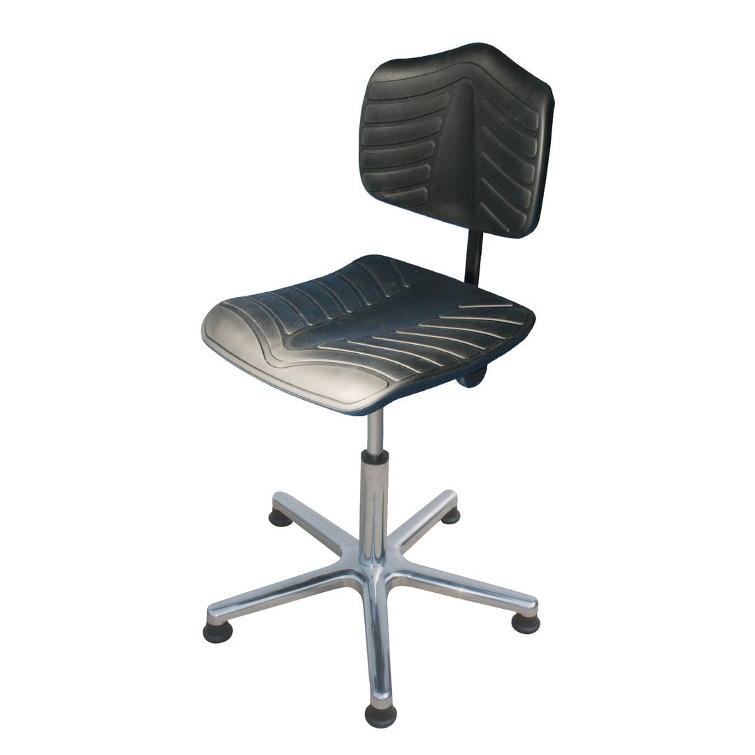 Arbeitsstuhl - ergonomische Polster - Sitzhöhe 440-630 mm - PU supersoft, schwarz - Aluminium Fußkreuz - Gleiter