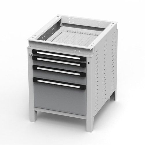 OTTOKIND Werkbank - Arbeitsplatte bündig - 850 x 605 x 750 mm (HxBxT) - 4 Schubladen - 60:1 / 90:1 / 120:1 / 300:1 - lichtgrau / anthrazitgrau