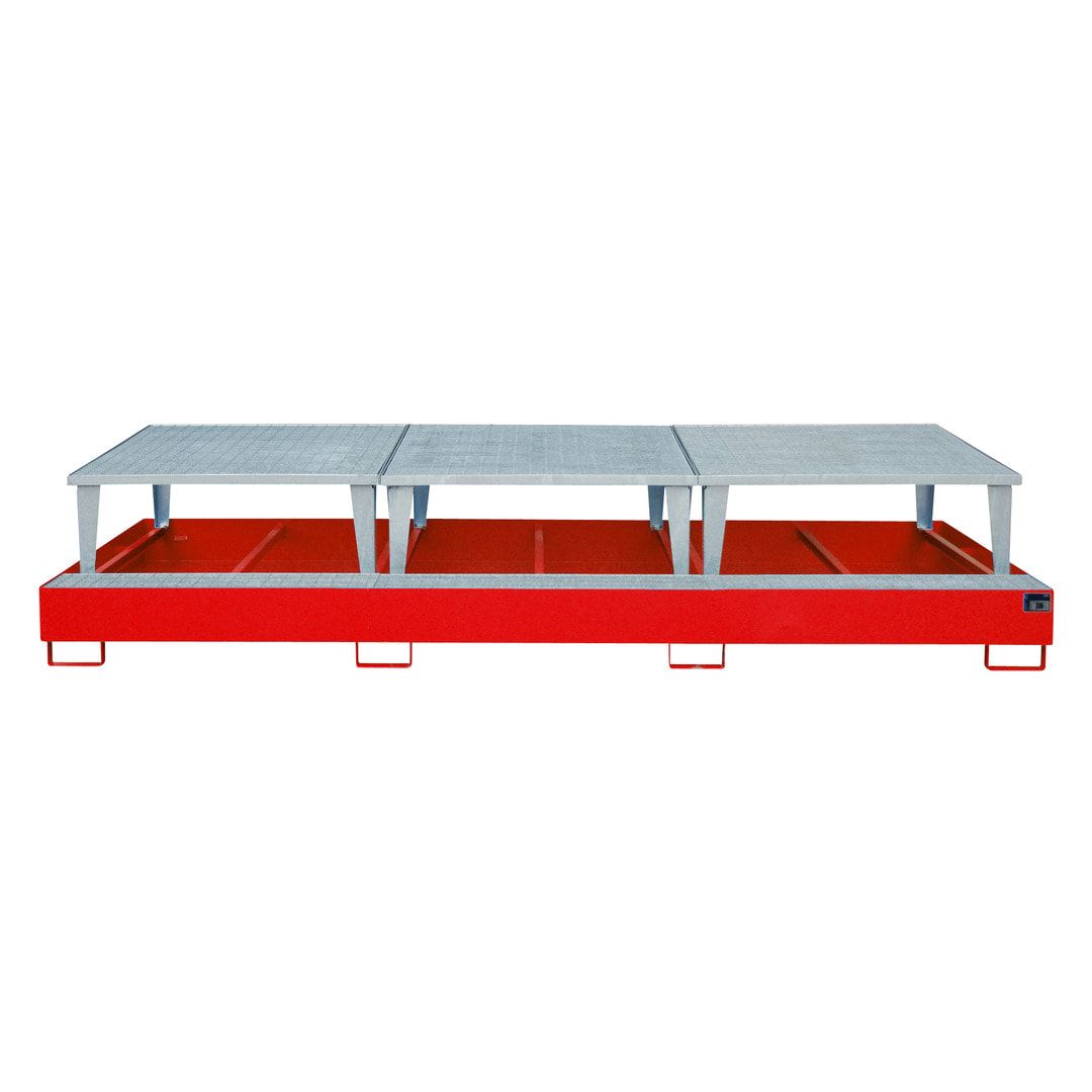 Auffangwanne für 3 x IBC - 3 x Abfüllaufsatz - feuerrot