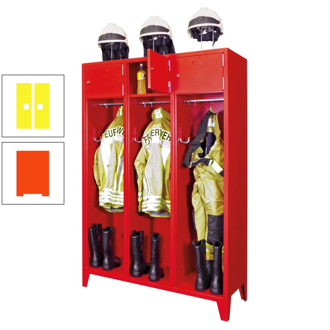 Feuerwehrschrank - 2 Abteile - Ablagefach mit Tür, Etikettenrahmen - 2.100 x 830 x 500 mm (HxBxT) - anthrazitgrau