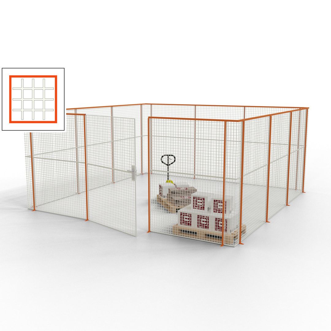 Maschinen Schutzgitter - Hallentrennwand - Sicherheitszaun - Tür - 18 m - 2.200 x 4.900 x 4.900 mm (HxBxT) - enzianblau