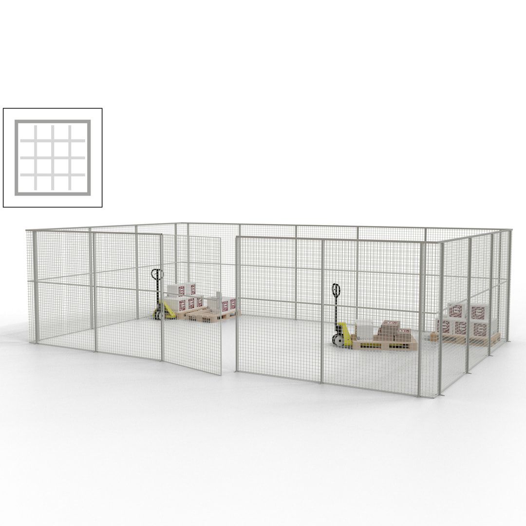 Maschinen Schutzgitter - Hallentrennwand - Sicherheitszaun - Tür - 22 m - 2.200 x 7.900 x 4.900 mm (HxBxT) - enzianblau