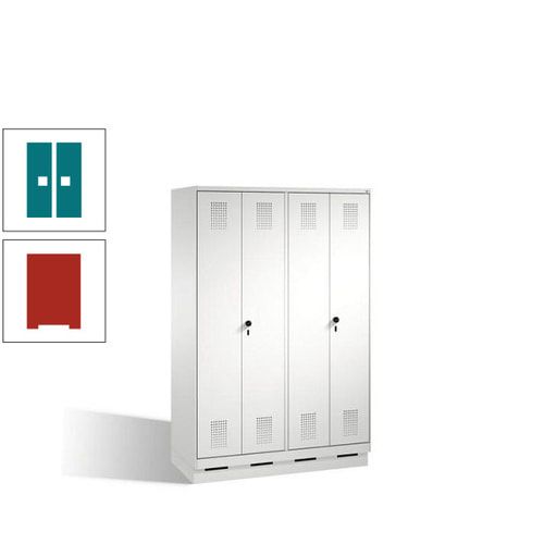 Doppel-Spind, Doppeltüren, Garderobenschrank mit Sockel, 4 Abteile a 300 mm, Korpus anthrazitgrau, Tür anthrazitgrau, 1.800 x 1.200 x 500 mm (HxBxT)