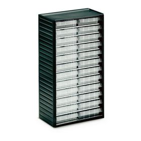 Kleinteilemagazin, 550 x 310 x 180 mm (HxBxT), Gehäuse anthrazitgrau, Schubladen glasklar, 24 Schubladen, Größe 138 x 37 mm (BxH)