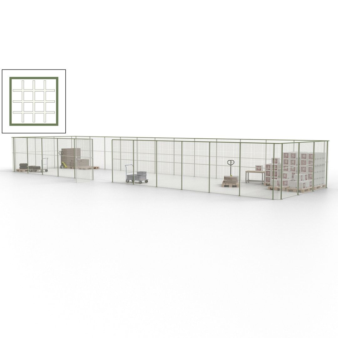 Maschinen Schutzgitter - Hallentrennwand - Sicherheitszaun - Tür - 45 m - 2.200 x 18.400 x 4.900 mm (HxBxT) - enzianblau