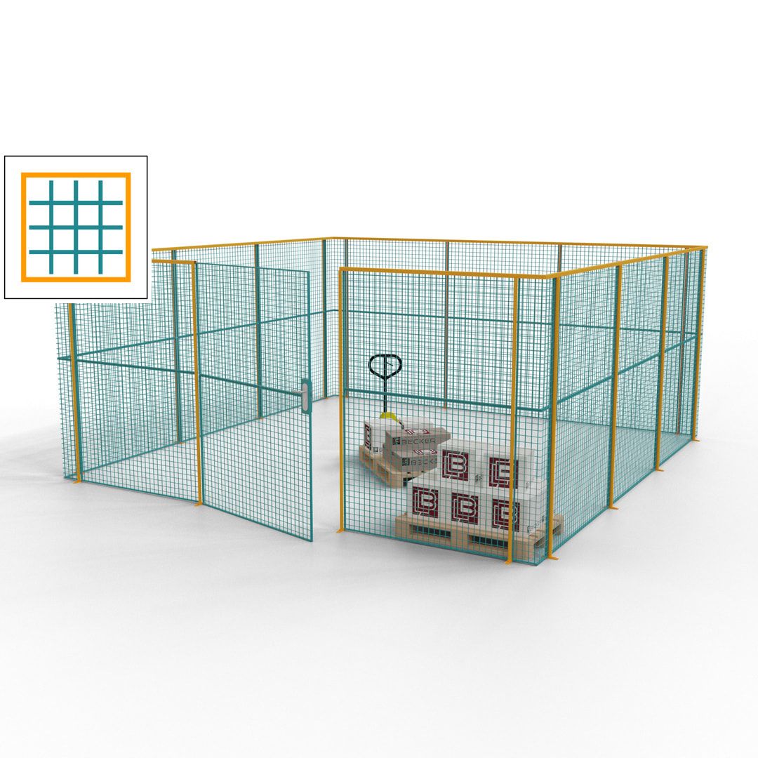 Maschinen Schutzgitter - Hallentrennwand - Sicherheitszaun - Tür - 18 m - 2.200 x 4.900 x 4.900 mm (HxBxT) - enzianblau