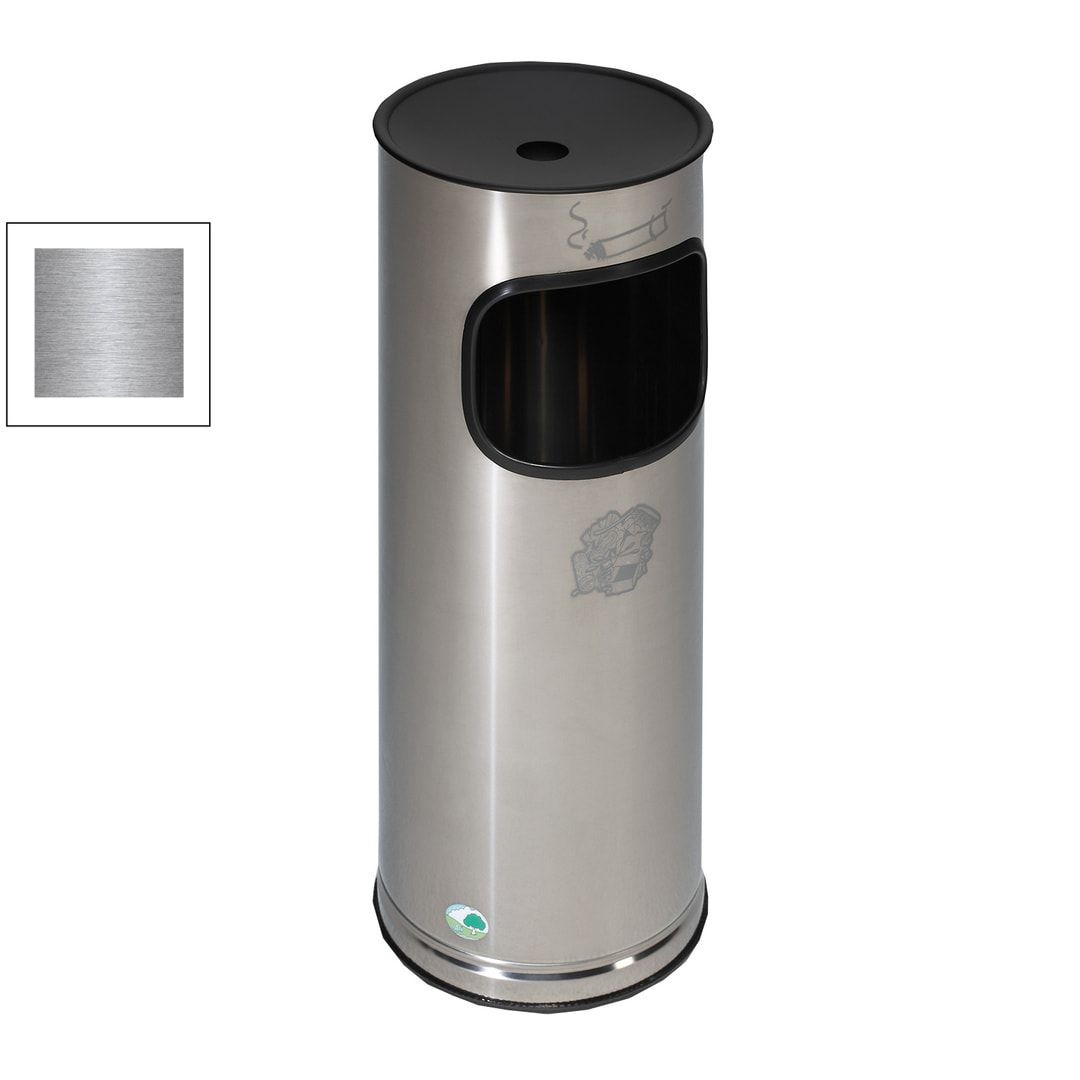 Abfallsammler - schwarzer Ascheraufsatz - rund - Volumen 17 l - 610 x 250 x 250 mm (HxBxT) - Edelstahl