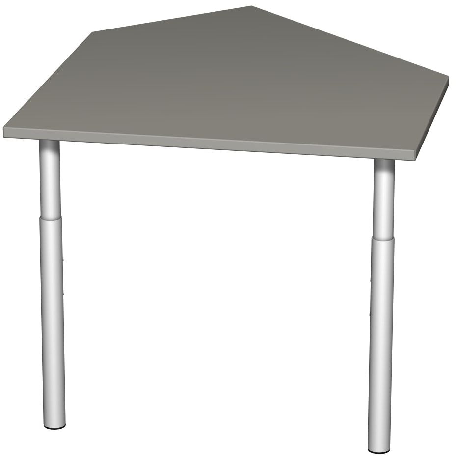 Anbautisch, Fünfeck, links, Schreibtisch C-Fuß Flex, 680-820 x 1.060 x 1.225 mm (HxBxT), inkl. Verkettungsmaterial, Gestell silber, Dekor Ahorn