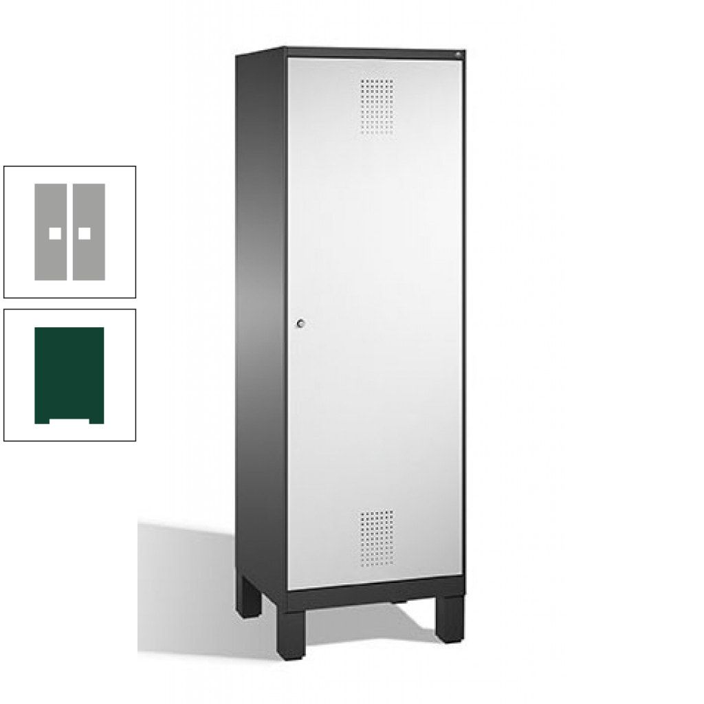 Doppel-Spind, Garderobenschrank, 1 Tür für 2 Abteile a 300 mm, Korpus anthrazitgrau, Türen anthrazitgrau, 1.850 x 600 x 500 mm (HxBxT)