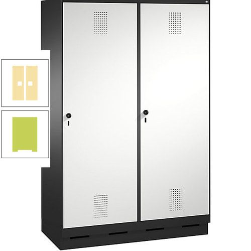 Doppel-Spind, Garderobenschrank, 2 Türen für 4 Abteile a 300 mm, Korpus anthrazitgrau, Türen anthrazitgrau, 1.800 x 1.200 x 500 mm (HxBxT)