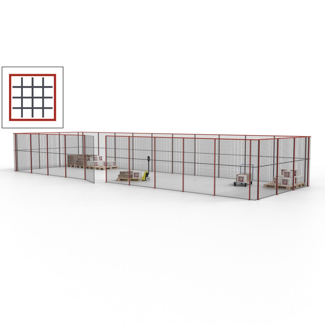 Maschinen Schutzgitter - Hallentrennwand - Sicherheitszaun - Tür - 39 m - 2.200 x 15.400 x 4.900 mm (HxBxT) - enzianblau