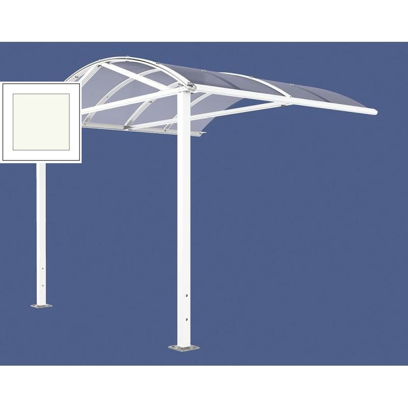 Fahrradüberdachung, Erweiterung, Unterstand, 5 Plätze, Bogendach, Entwässerung, Stahl, 2.640 x 2.520 x 2.830 mm (HxBxT), Farbe enzianblau
