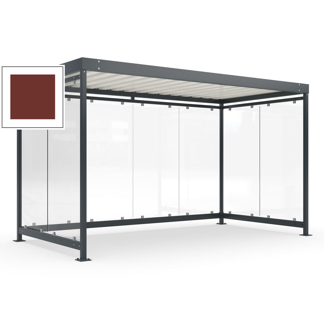 Fahrradunterstand, Fahrgastunterstand, Bushaltestelle, Bausatz, 12-13 Personen, 2.510 x 4.195 x 2.165 mm (HxBxT), 8 Wände, Achatgrau